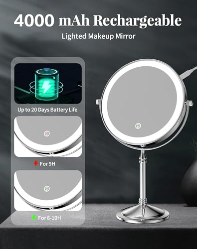 DOWRY 8-Inch Tabletop Two-Sided Swivel Vanity Mirror with 7X Magnification Gold Finish (7X) - Image 5
