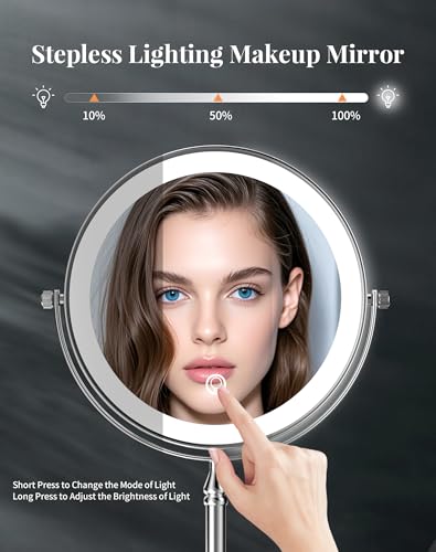 DOWRY 8-Inch Tabletop Two-Sided Swivel Vanity Mirror with 7X Magnification Gold Finish (7X) - Image 3