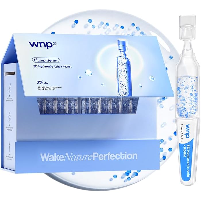 WNP Plump PDRN 8D Hyaluronic Acid Serum Tubes, Microneedling Aftercare, Salmon DNA Brightening Radiant, Anti Aging Moisturizing Hydrating, Repair Firming Sensitive Dry Skin, 30 Vials, 1.22 fl oz