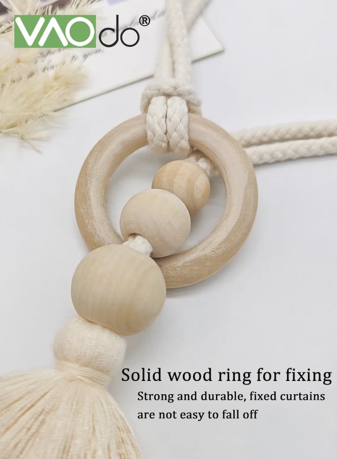 فاو دو 2 قطعة من رباطات الستائر مع القطران، روابط الستائر القابلة للتعديل، روابط الستائر متعددة الاستخدامات للديكور المنزلي، ديكور الستائر بأسلوب البوهيمي لغرفة المكتب المنزلية - Image 3