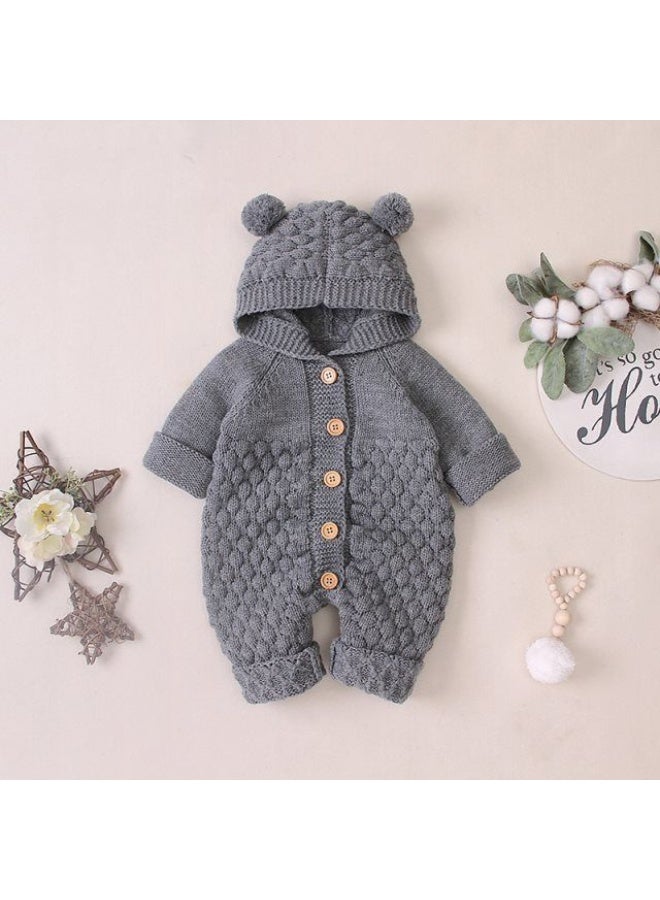 بدلة قطنية محبوكة للأطفال حديثي الولادة - ملابس مريحة للزحف مصنوع من الصوف