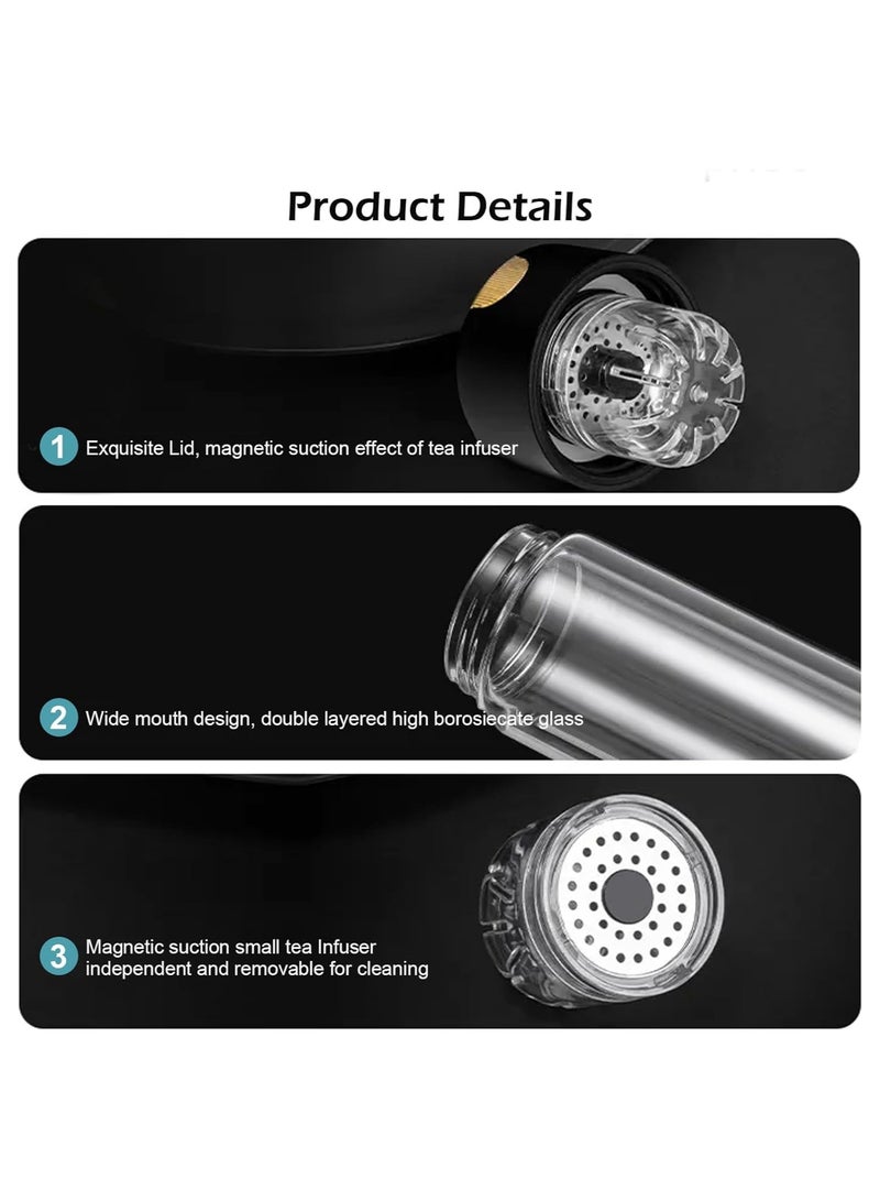 كوب شاي مع مصفاة مغناطيسية، زجاجة سفر عازلة للحرارة مزدوجة الطبقات سعة 350 مل، زجاجة شاي محمولة مضادة للتسرب للزهور (أبيض) لهدايا الشاي، كوب سفر - Image 4