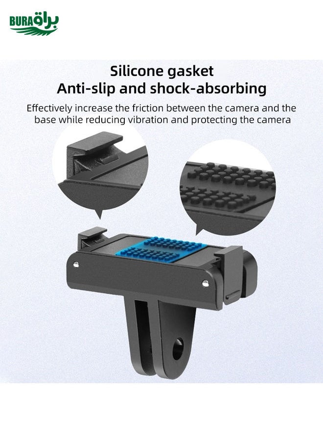 BURAQ For DJI Osmo Action 5 Pro / 4  / 3 Magnetic Quick Release Base Mount Adapter (Black)  - Image 3