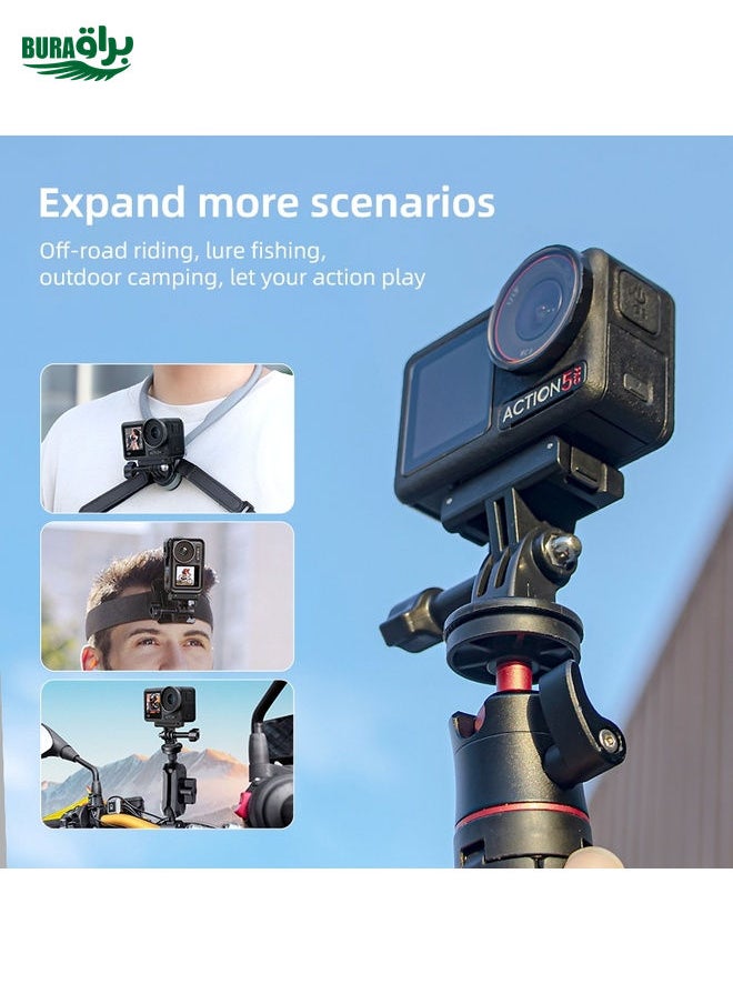 BURAQ For DJI Osmo Action 5 Pro / 4  / 3 Magnetic Quick Release Base Mount Adapter (Black)  - Image 2