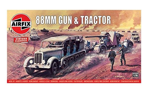 Airfix Vintage Classics Set A02303V 88mm Gun Tractor Plastic Model Motor Vehicle Kits for Adults Children 8 Set Includes 114 Pieces Sprues Decals 176 Scale Model Vehicle Set - Image 1