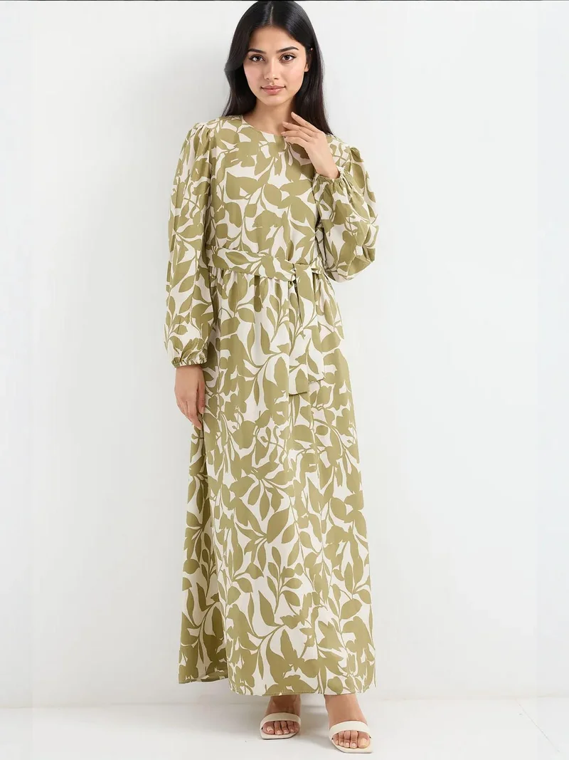 بيغ دارت فستان ماكسي من الكريب بنقشة الزهور وربطة عنق