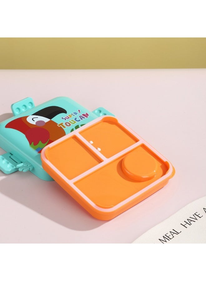 موبكوس صندوق غداء بينتو بتصميم ببغاء سوبر توكان مزدوج الطبقات مع 3 أحزمة من الفولاذ المقاوم للصدأ معزول حراريًا بسعة 1120 مل + 70 مل للأطفال/الأطفال (أخضر برتقالي) - Image 5