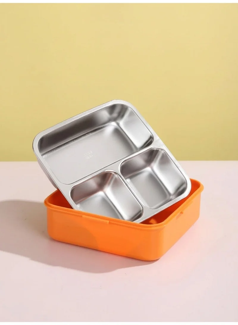 Mobcos Parrot Lunch Box Green Orange Super Toucan Parrot Design Double Layer 3 Girds Tiffin Food Container Stainless Steel Thermal Insulation Bento Lunch Box 1120ml + 70ml for Kids/children (Green Orange)  | Best Price UAE