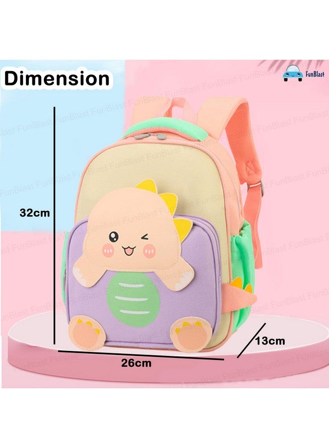 FunBlast Kids Backpack - Miniature Dino Bags for Preschoolers, Small Bag for Kindergarten Kids, 32 X 26 X 13 Cm (Pink) - Image 2