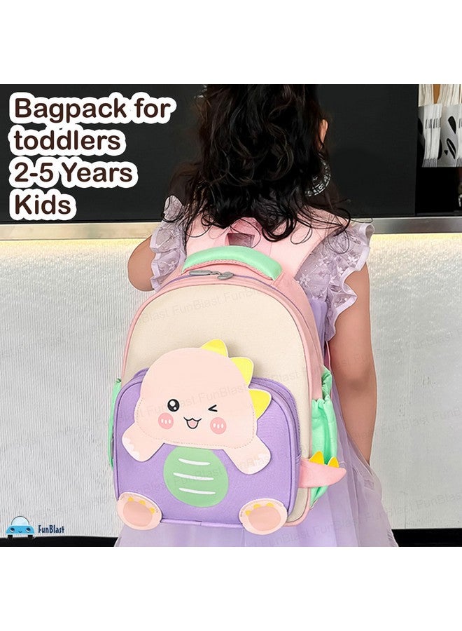 FunBlast Kids Backpack - Miniature Dino Bags for Preschoolers, Small Bag for Kindergarten Kids, 32 X 26 X 13 Cm (Pink) - Image 4