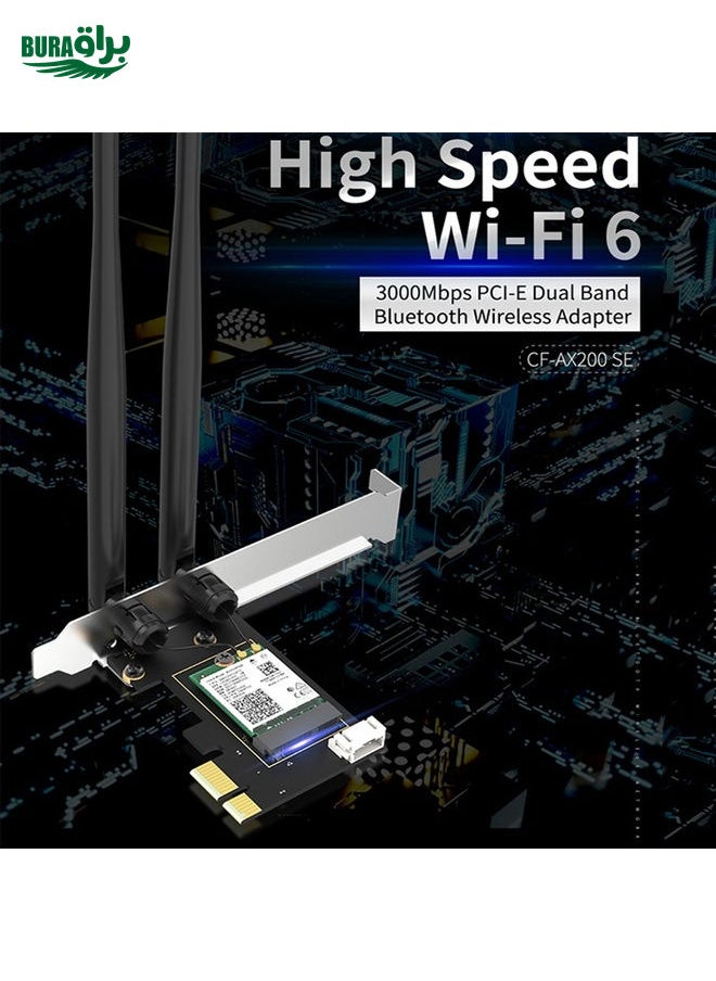 BURAQ CF-AX200 SE 3000Mbps PCI-E Dual Band Frequency Bluetooth Wireless Network Card  - Image 4