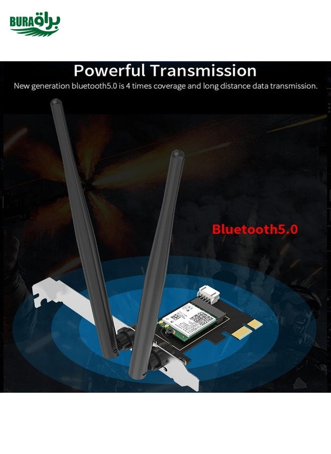 BURAQ CF-AX200 SE 3000Mbps PCI-E Dual Band Frequency Bluetooth Wireless Network Card  - Image 5