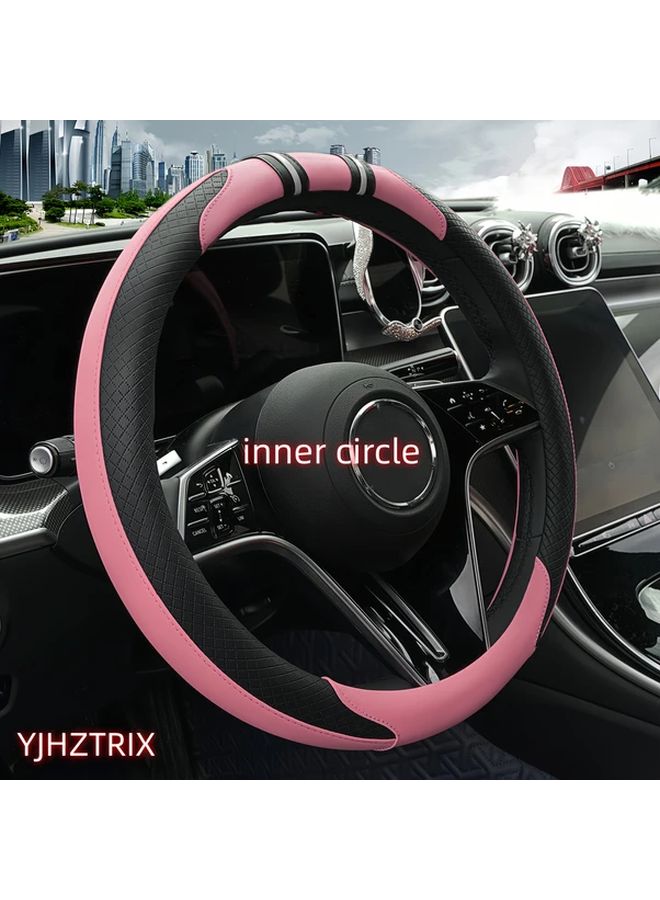 Black Blue Split Color Steering Wheel Cover Carbon Fiber Pattern Anti Slip Grip Easy Clean - Image 5