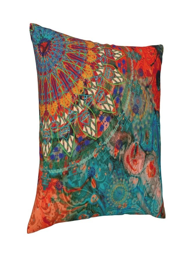 VARUN Throw Pillow Covers Abstract Mandala Flowers Square Pillowcases for Home Decor Sofa Car Bedroom Aesthetic Vintage Wild Floral Colorful Design Pillow Cases 18x18inch - Image 2