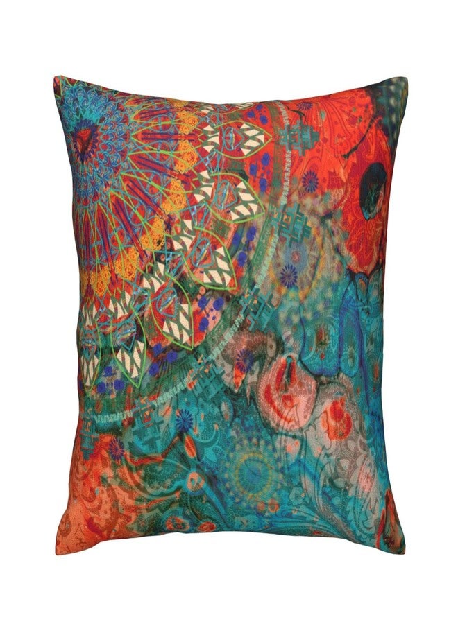 VARUN Throw Pillow Covers Abstract Mandala Flowers Square Pillowcases for Home Decor Sofa Car Bedroom Aesthetic Vintage Wild Floral Colorful Design Pillow Cases 18x18inch - Image 5