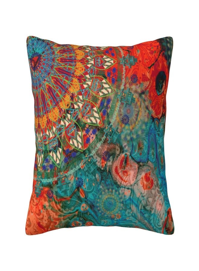 VARUN Throw Pillow Covers Abstract Mandala Flowers Square Pillowcases for Home Decor Sofa Car Bedroom Aesthetic Vintage Wild Floral Colorful Design Pillow Cases 18x18inch - Image 1