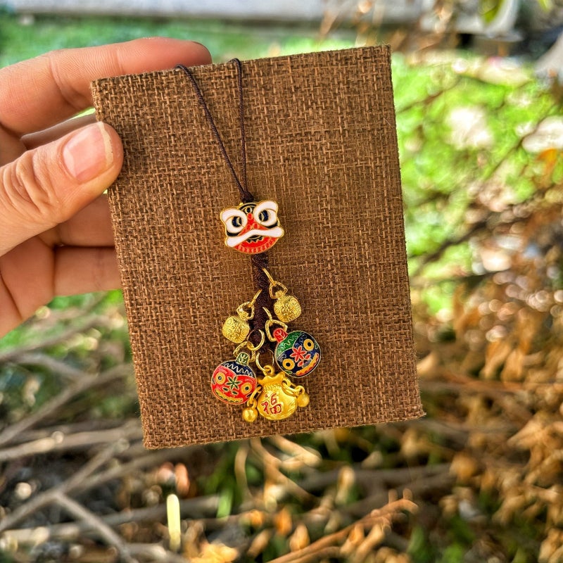 Car Keychain National Tide Lion Dance Bag Hanging Gold-Swallowing Beast God Of Wealth Key Chain Pendant Accessories Ping An Buckle God Of Wealth Hanging Accessories - Image 1