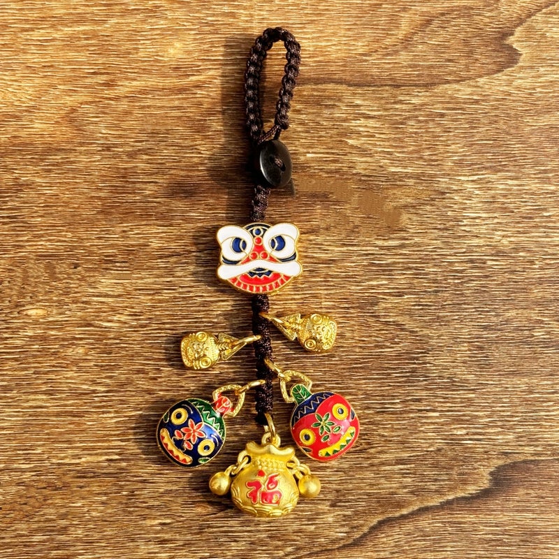 Car Keychain National Tide Lion Dance Bag Hanging Gold-Swallowing Beast God Of Wealth Key Chain Pendant Accessories Ping An Buckle God Of Wealth Hanging Accessories - Image 5
