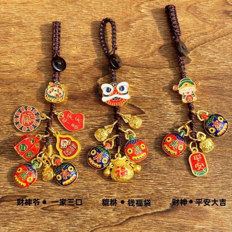 Car Keychain National Tide Lion Dance Bag Hanging Gold-Swallowing Beast God Of Wealth Key Chain Pendant Accessories Ping An Buckle God Of Wealth Hanging Accessories - Image 3
