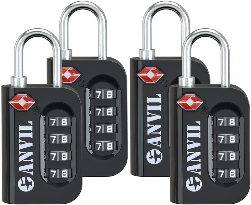 Anvil TSA Approved Luggage Lock - 4 Digit Combination, 10,000 Combinations, Easy-Read Password Window, Travel Lock for Suitcases, Backpacks, Gym & Student Lockers, Baggage - Image 1