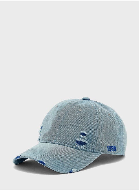 Distressed Curve Peak Cap