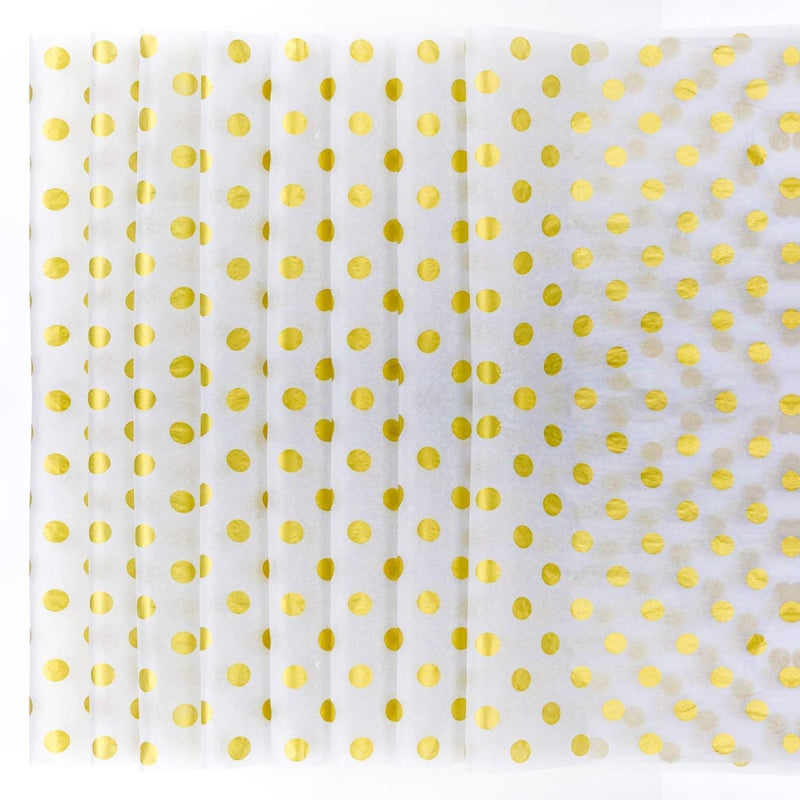 Teemico 50 Sheets Polka Dots Tissue Paper Gold Foil Dot Wrapping Paper Metallic Wrapping Tissue Paper Polka Dot Gift Bags Wrapping Paper, 20x 28 inches - Image 1