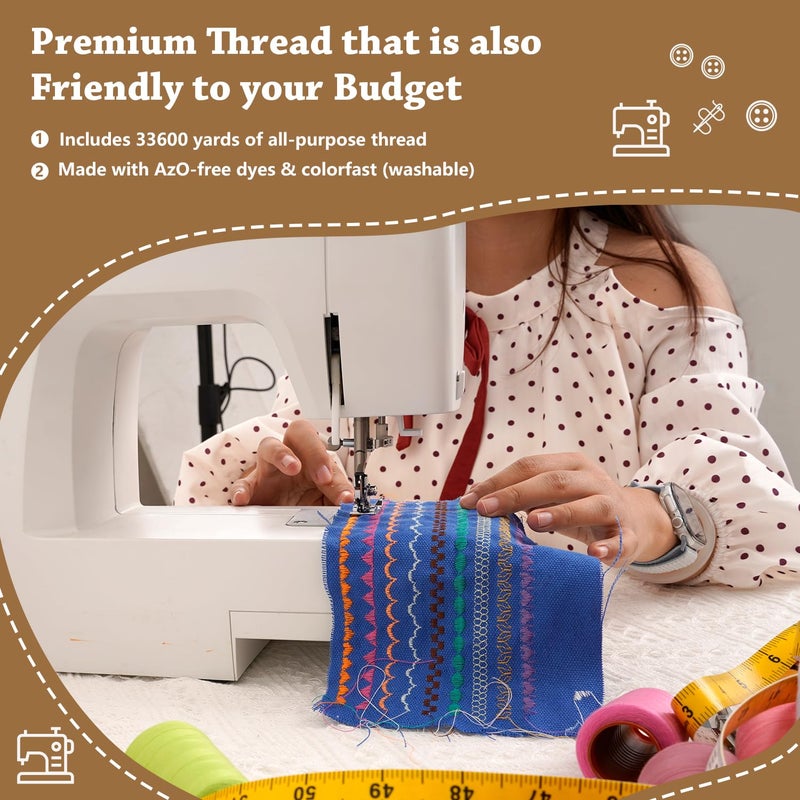 LRDCREEE 42 Colors Sewing Thread Kit All Purpose Polyester Thread Assorted Colors for Sewing Machine and Hand Stitching Use - 800 Yards per Spool - Image 4
