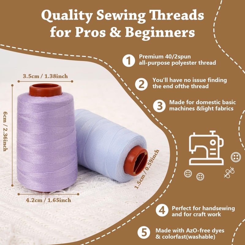 LRDCREEE 42 Colors Sewing Thread Kit All Purpose Polyester Thread Assorted Colors for Sewing Machine and Hand Stitching Use - 800 Yards per Spool - Image 3