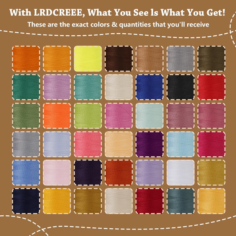 LRDCREEE 42 Colors Sewing Thread Kit All Purpose Polyester Thread Assorted Colors for Sewing Machine and Hand Stitching Use - 800 Yards per Spool - Image 2