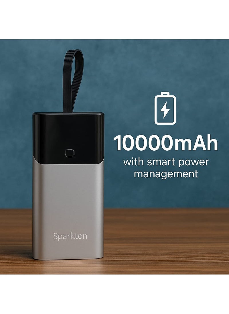 Sparkton 10000mAh Power Bank Fast Charging Portable Charger Quick Charge 3.0 USB-C Battery Pack Compact Mobile Backup Charger for iPhone Samsung Android Slim Rechargeable Travel Power Bank Dual Port Universal External Battery for Smartphones Tablets