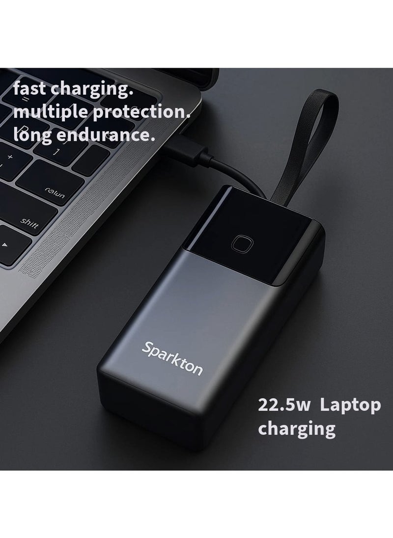 Sparkton 10000mAh Power Bank Fast Charging Portable Charger Quick Charge 3.0 USB-C Battery Pack Compact Mobile Backup Charger for iPhone Samsung Android Slim Rechargeable Travel Power Bank Dual Port Universal External Battery for Smartphones Tablets