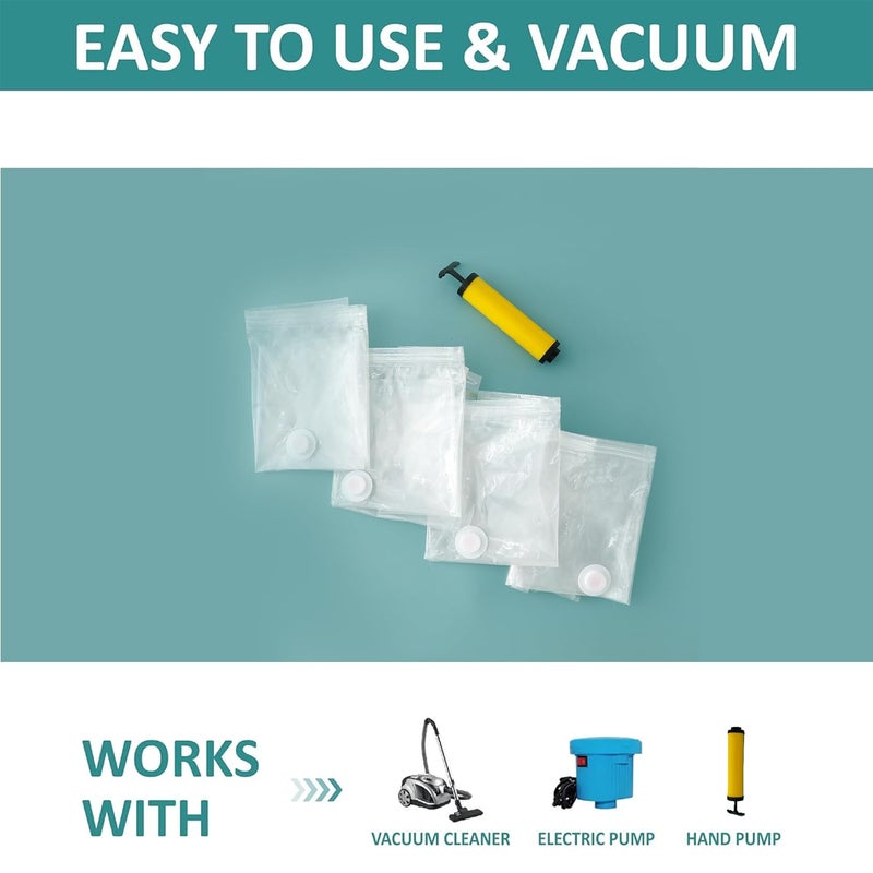 Kuber Industries Set of 4 Vacuum Bags for Storage with Pump Spacesaver Vaccine Bags for Clothes Pillows Sealed Compression Bags for Travel with Hand Air Pump XNL001 Yellow Transparent - Image 3