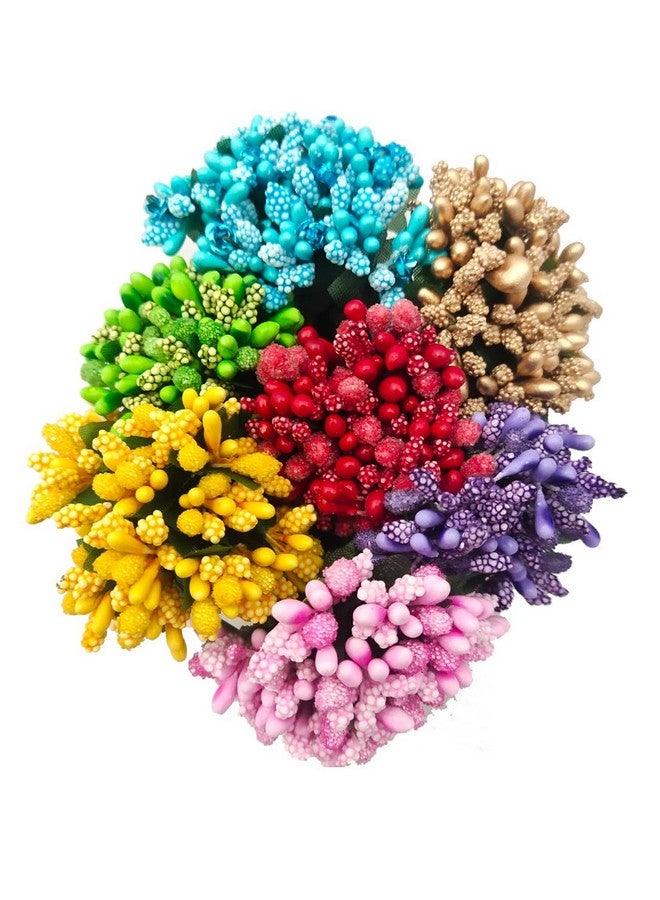 Prokart ProKart Pollen Flowers for Hair Accessories, Tiara Making, Jewelry Making and Dress Decoration Pack of 60pc (Multicolor) Random Color Will be Available  - Image 2