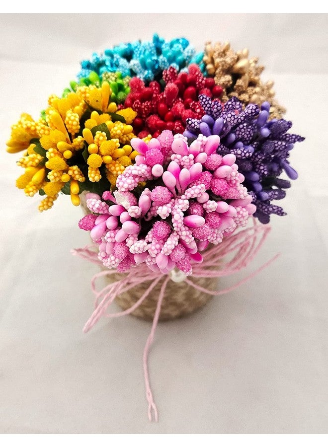 Prokart ProKart Pollen Flowers for Hair Accessories, Tiara Making, Jewelry Making and Dress Decoration Pack of 60pc (Multicolor) Random Color Will be Available  - Image 3