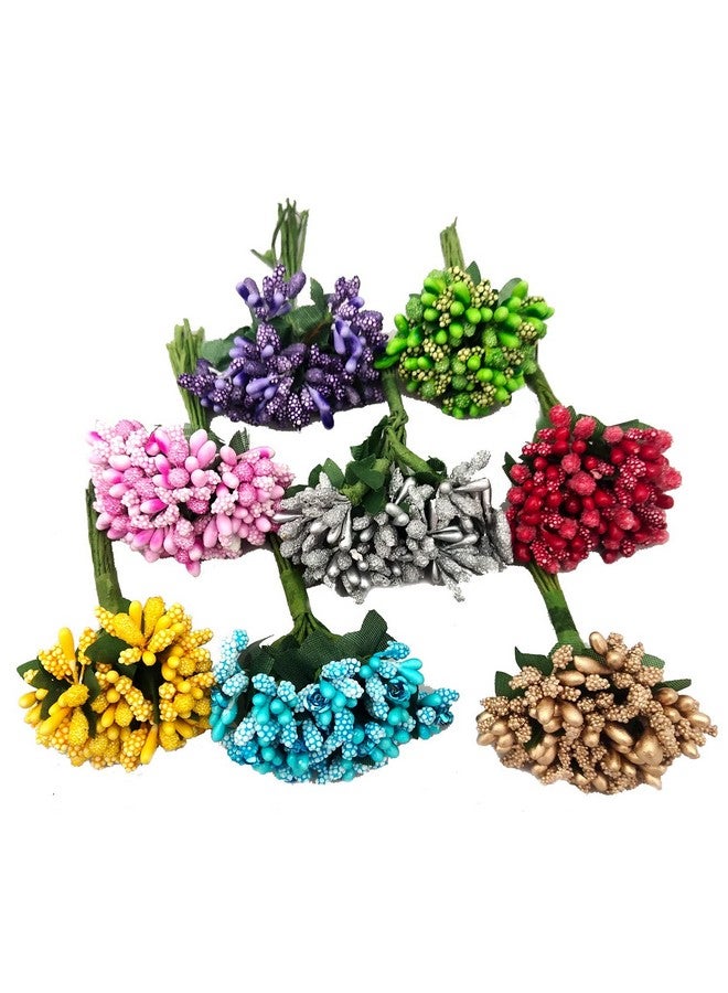 Prokart ProKart Pollen Flowers for Hair Accessories, Tiara Making, Jewelry Making and Dress Decoration Pack of 60pc (Multicolor) Random Color Will be Available  - Image 1