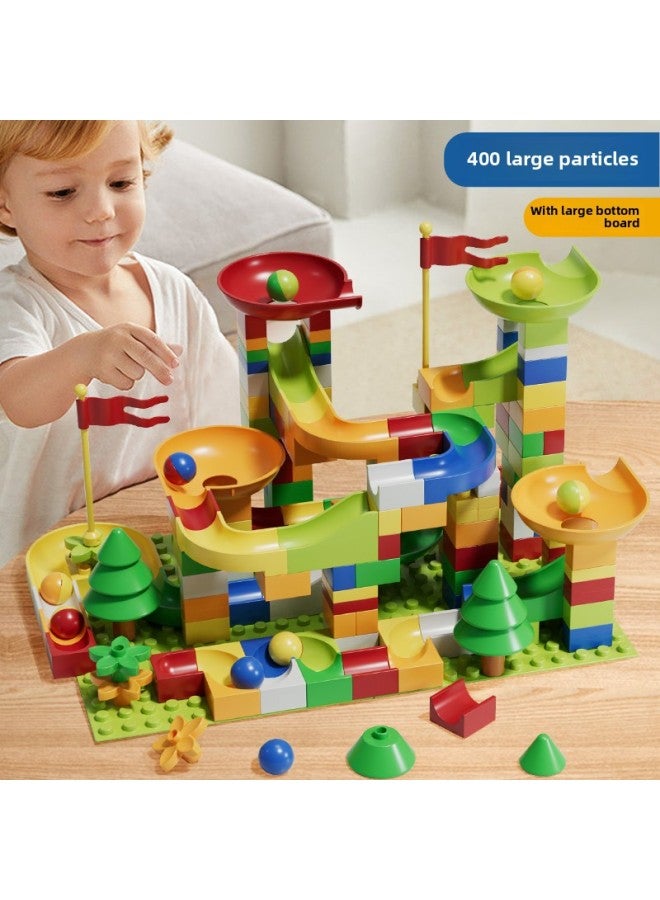 Varied Ball Slide Pinball Slide Track Building Blocks Assembled Toy Boy Big Particle Educational Children Kids-Color:[400pcs] Slide Building Blocks - Large Particles Containing 16 Balls + No Bottom Plate  - Image 2