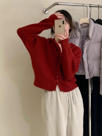 Loose Fit Knitwear for Women Red - Image 1