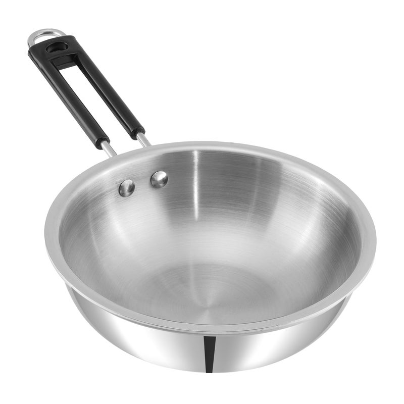Kraft Futuretec Triply Stainless Steel Wok – 22 cm, 2.5 mm Thick Wok | Ideal for Stir-Frying, Sautéing & Tossing | Healthy Cooking with Less Oil & Even Heat Distribution - Image 1