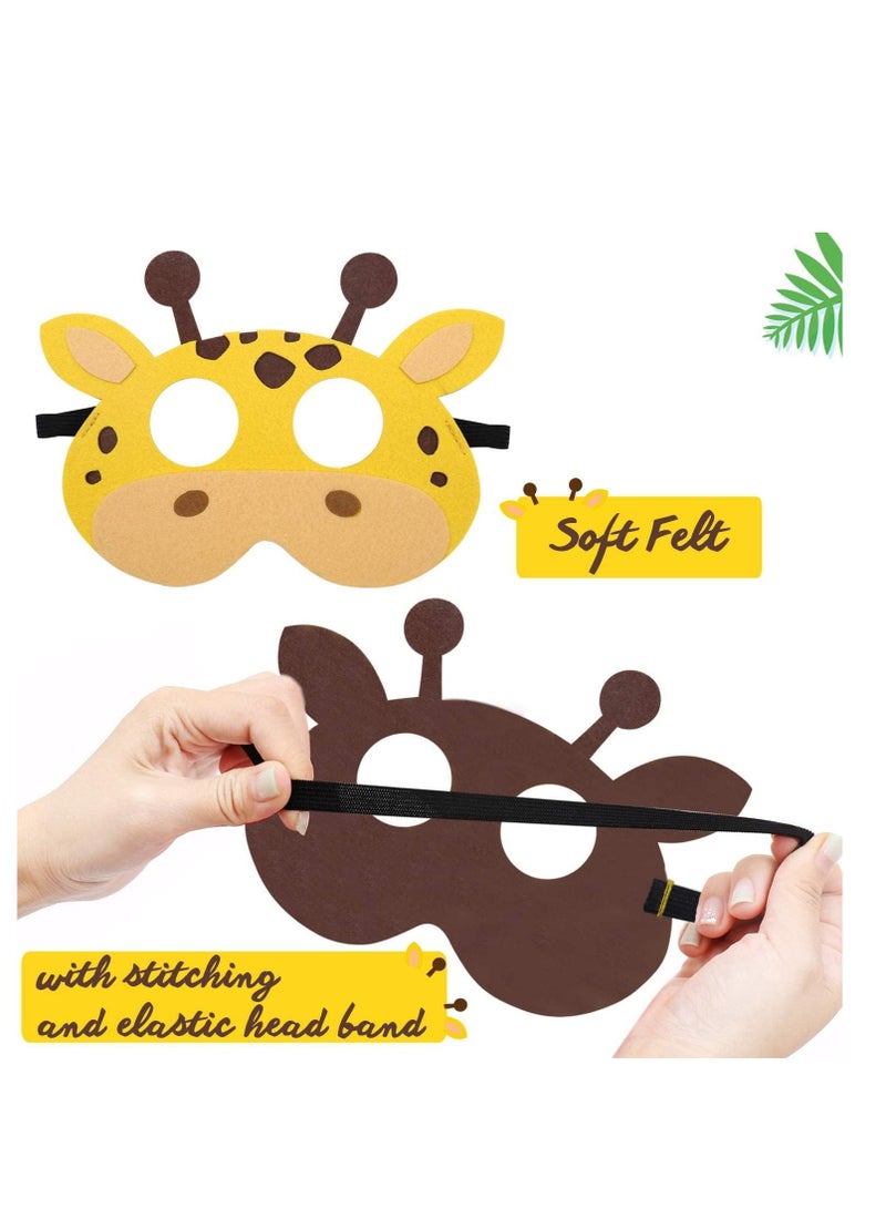 FengSVMA Jungle Animal Felt Masks, Kids Birthday Party Decoration Wild Animal Theme Birthday Party Favors Kids Costumes Dress-Up Party Supplies(12 Pieces)  - Image 3