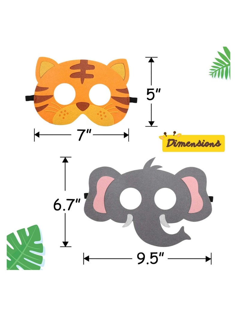 FengSVMA Jungle Animal Felt Masks, Kids Birthday Party Decoration Wild Animal Theme Birthday Party Favors Kids Costumes Dress-Up Party Supplies(12 Pieces)  - Image 4