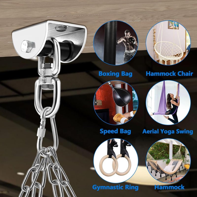 Eapele Heavy Bag Hanger, Punching Bag Mount for Ceiling 360° Swivel Wood Beam Holder for Boxing Bag, Heavy Bag, Gym Punching Bag, Speed Bag, Aerial Yoga Swing, Gymnastic Rings, Sandbag, Hammock - Image 3