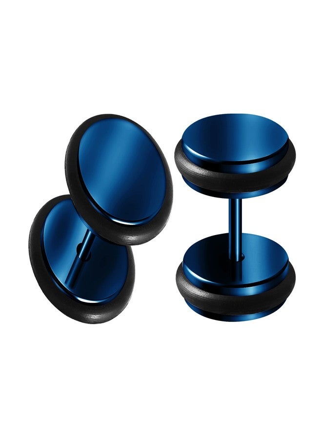 BIG GAUGES Pair of Dark Blue Anodized 00g Gauge 10mm Black O-Rings Piercing Jewelry Illusion Plug Earring Cheater Ear Lobe BG0245 - Image 1