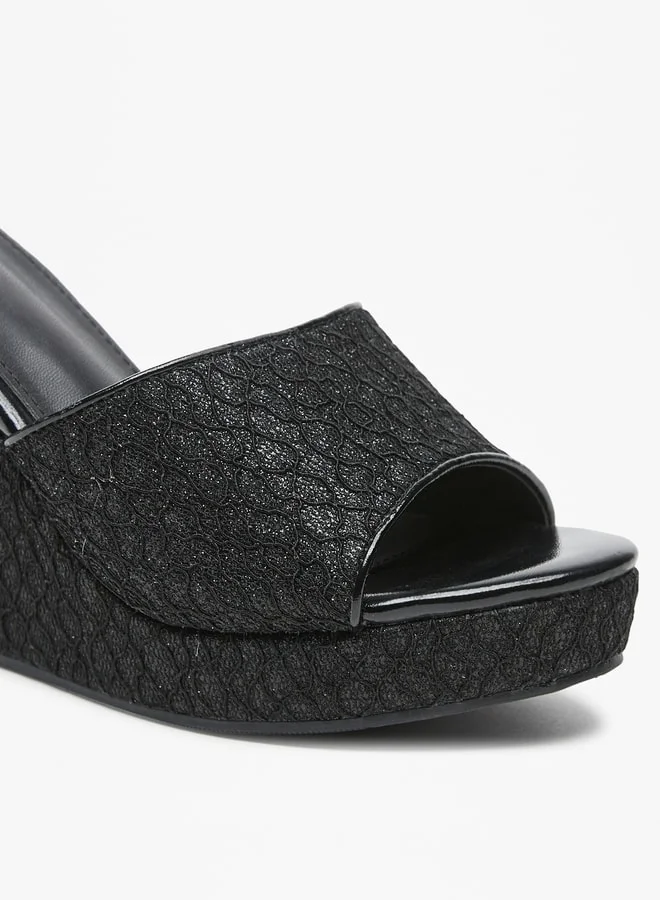 Flora Bella Women's Textured Slip-On Sandals with Wedge Heels