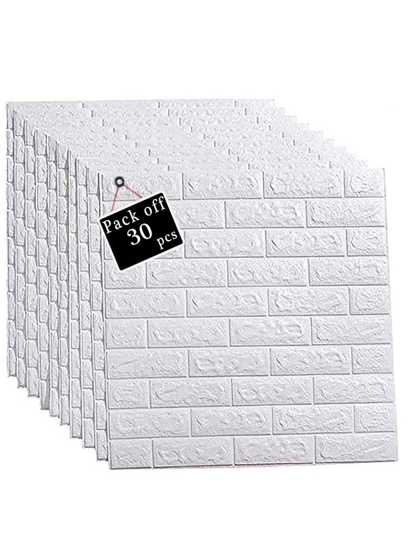 FFD 3d Brick Wall Sticker White 70x77cm 30pcs - Image 2