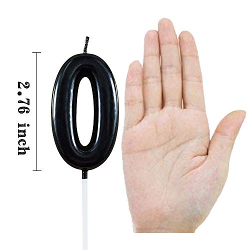 XNOVA Black Number 0 Birthday Candles Ten Year Bady Roman Numberal Cool Cake Happy Candle for Kids Men Women No 10 20 30 40 50 60 70 80 90 100 - Image 2