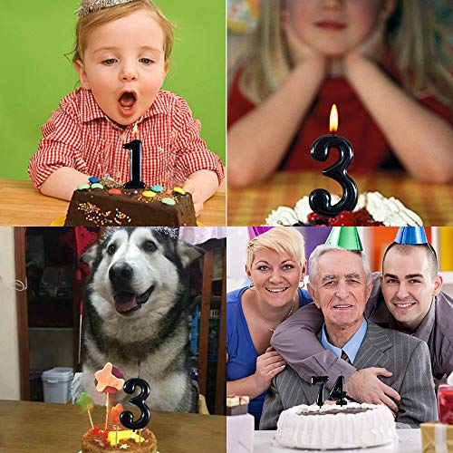 XNOVA Black Number 0 Birthday Candles Ten Year Bady Roman Numberal Cool Cake Happy Candle for Kids Men Women No 10 20 30 40 50 60 70 80 90 100 - Image 4