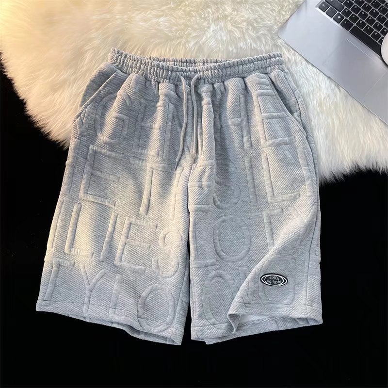 Mens Casual Summer Cool Outfit Set gray shorts 