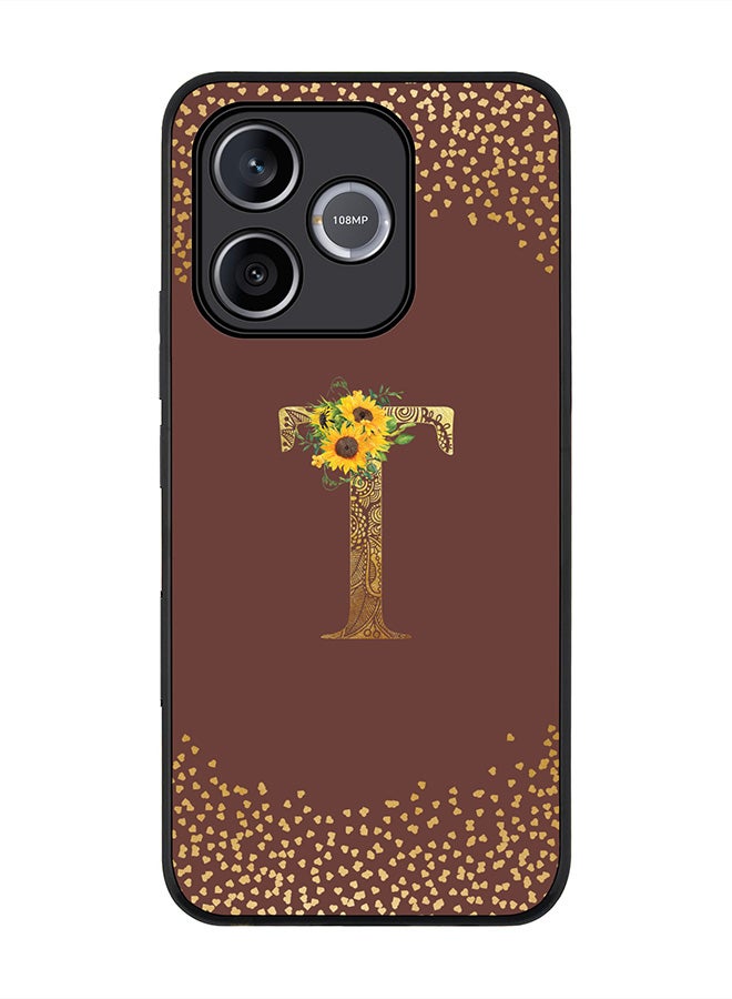 Stylizedd For Honor 600 Lite / 500 Smart / Honor X80i Case,Slim fit Camera Protection, Shockproof Thin Phone cover  - Custom Floral Monogram - T  (Brown ) - Image 1