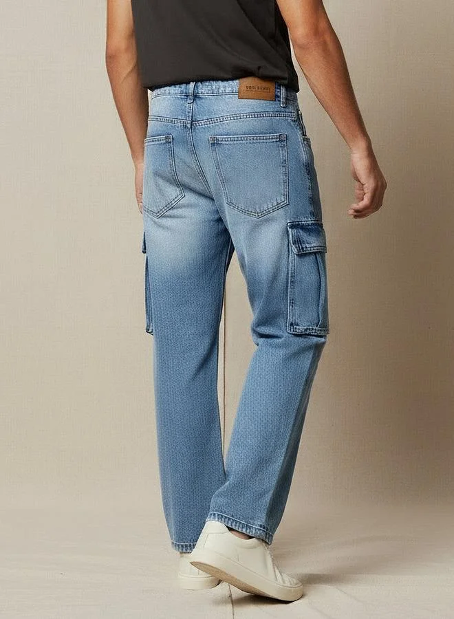 Splash FAV BLUE Men Regular Fit Mid Rise Cargo Jeans for Men | Best Price UAE
