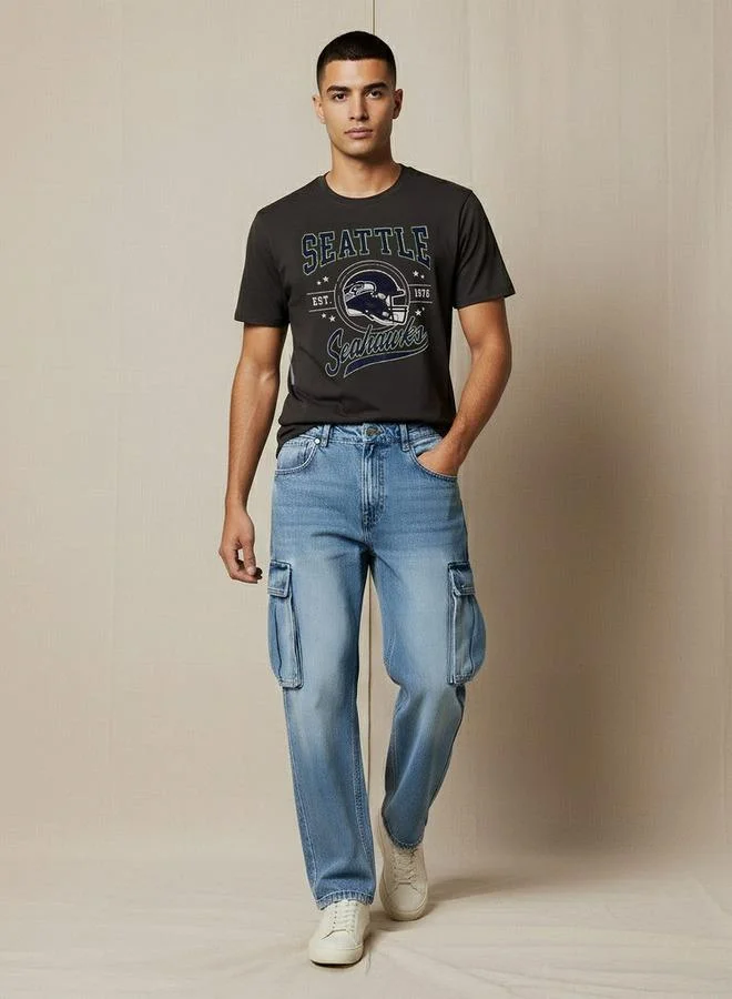 Splash FAV BLUE Men Regular Fit Mid Rise Cargo Jeans for Men | Best Price UAE
